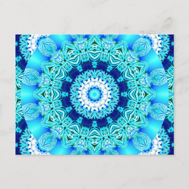 Carte Postale Dentelle de glace bleue Doily, Aqua Abstrait (Devant)