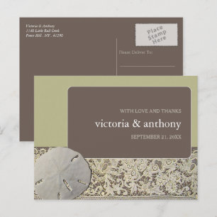 Carte Postale Dentelle de sable, Merci de mariage de plage Vinta