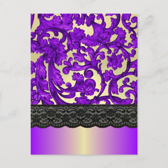 Carte Postale Dentelle pourpre et or damée (Devant)