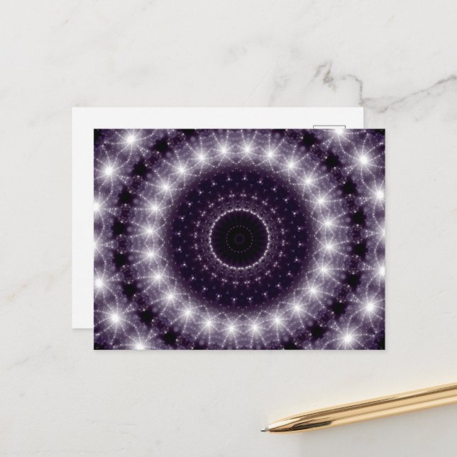 Carte Postale Dentelle ronde noire et blanche fantaisie (Devant/Arrière en situation)