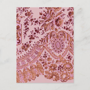 Carte Postale Dentelle Rose Et Or