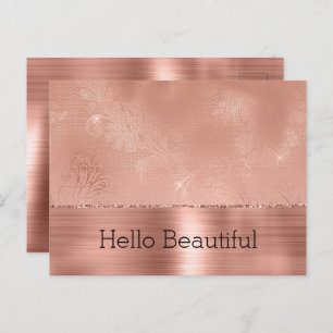 Carte Postale Dentelle rose Gold Girl