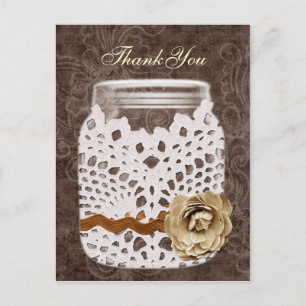 Carte Postale Dentelle rustique enveloppé Mason Jar Mariage
