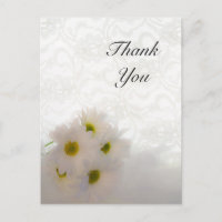 Dentelles blanches et marguerites Mariage Merci No
