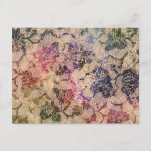 Carte Postale Dentelles Vertes Et Rouges Roses