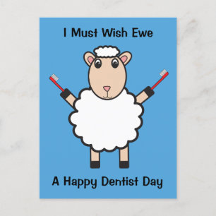 Carte Postale Dentist Day Sheep Toothbrush Wish Ewe Personnalise