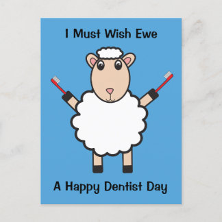 Carte Postale Dentist Day Sheep Toothbrush Wish Ewe Personnalise
