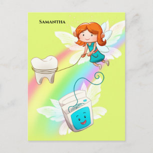 Carte Postale Dentiste arc-en-ciel nom fil dentaire fée DIY