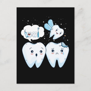 Carte Postale Dentiste Heureux Dents Jolie Fée Assistante Dentai