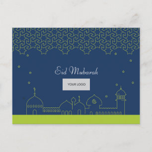 Carte postale d'entreprise d'Eid - bleu et vert