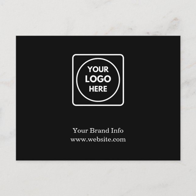 Carte postale d'entreprise noire | Personnalisable (Devant)