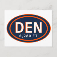 Carte postale Denver CO 5280 FT Blue & Orange Foot