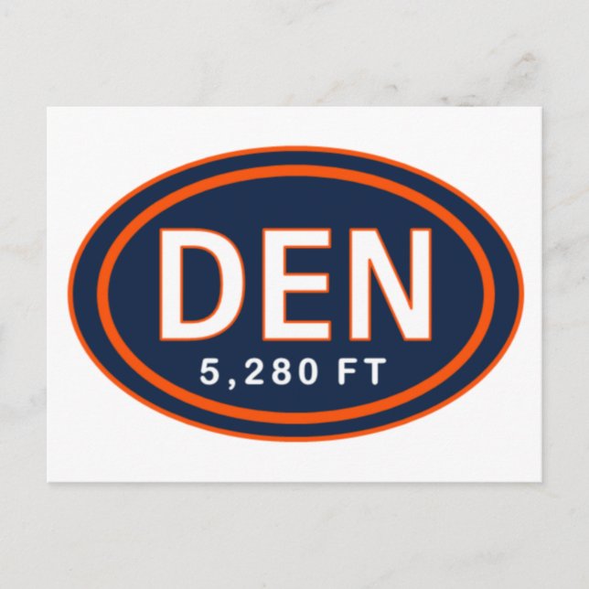 Carte postale Denver CO 5280 FT Blue & Orange Foot (Devant)