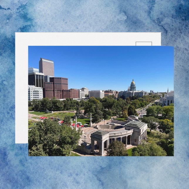 Carte Postale Denver Downtown Skyline View Capitol Building (A postcard featuring a downtown view of the Denver skyline with the Colorado Capitol building!)