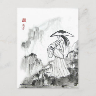 Carte postale d'épée de dessin Samurai
