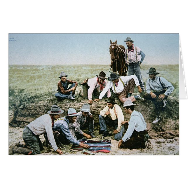 Carte postale dépeignant des cowboys jouant des (Devant horizontal)