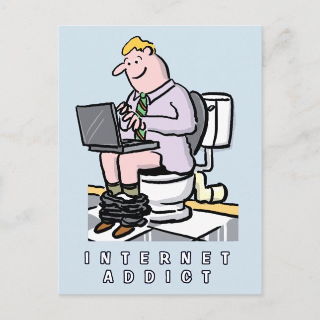 Carte Postale Dépendance à l'ordinateur, à Internet et aux média (Devant)