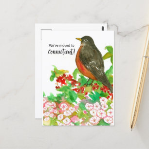 Carte Postale Déplacement Faire-part Connecticut Robin Laurel