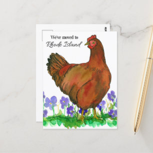 Carte Postale Déplacement Faire-part Rhode Island Red Hen Violet