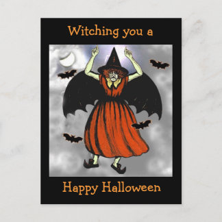 Carte postale déplaisante Vintage Halloween Bat Wi