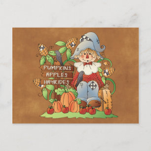 Carte postale d'épouvantail saisonnier amusant à t