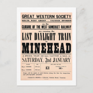 Carte Postale Dernier train de jour pour Minehead UK