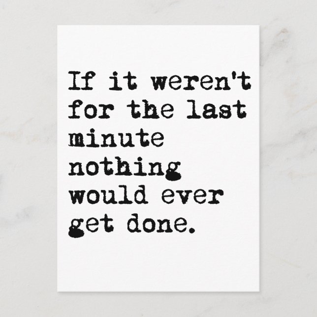 Carte Postale Dernière minute (Devant)