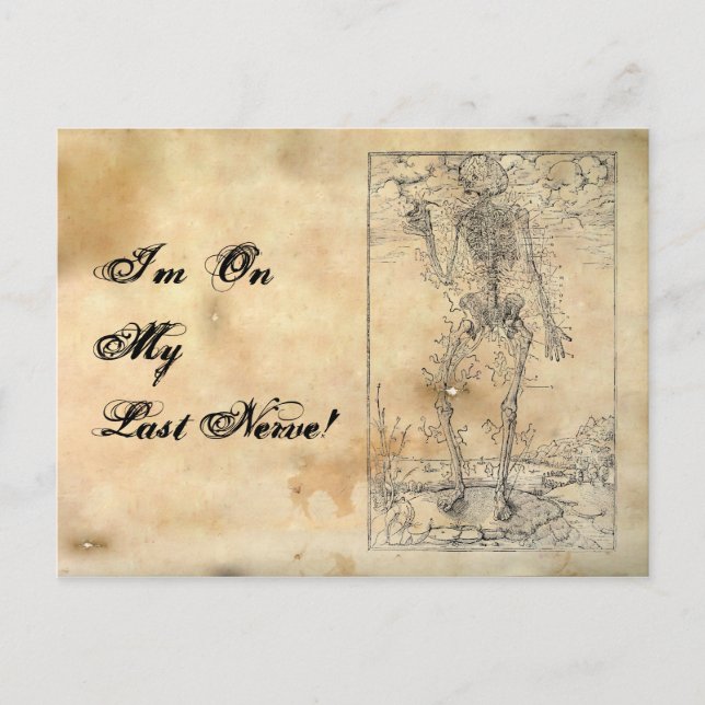 Carte Postale Dernière Nerve - Halloween Squelette (Devant)