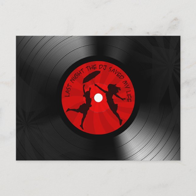 Carte Postale Dernière Nuit Le DJ A Sauvé Ma Vie Vinyl Record No (Devant)