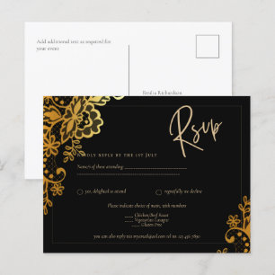 Carte Postale DERNIÈRE OR Noir All-in1 Mariage INVITER QR Code