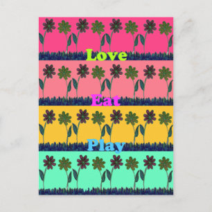 Carte Postale Dernières fleurs manger amour jouer texte vectorie