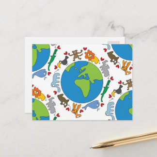 Carte Postale Des Animaux Caricaturaux Paisibles Partout Dans Le