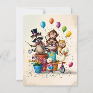 Carte Postale Des animaux mignons faisant des choses stupides