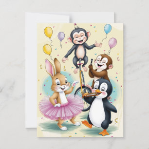 Carte Postale Des animaux mignons faisant des choses stupides