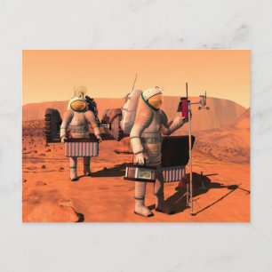 Carte Postale Des Astronautes Mettent En Place Du Matériel Météo