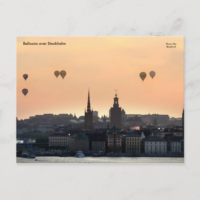 Carte Postale Des ballons sur Stockholm. (Devant)