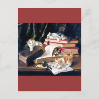 Carte Postale Des chatons jouent sur un bureau