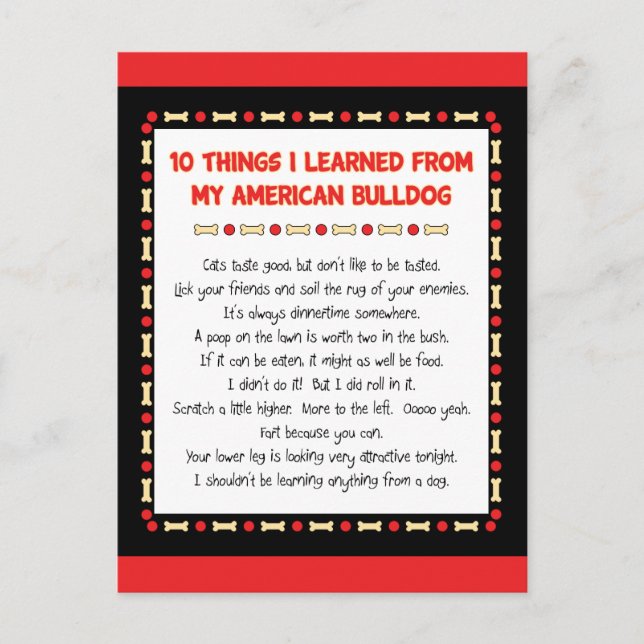 Carte Postale Des Choses Drôle Que J'Ai Apprises De Mon American (Devant)