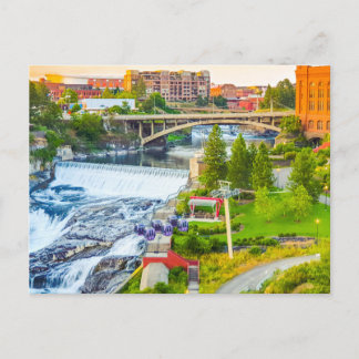 Carte postale des chutes de Spokane Washington
