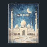 Carte postale des Émirats arabes unis à Abou Dabi<br><div class="desc">Cette carte postale de voyage,  dans le style d'illustration numérique,  est inspirée de la mosquée Sheikh Zayed d'Abu Dhabi,  aux Émirats arabes unis.</div>