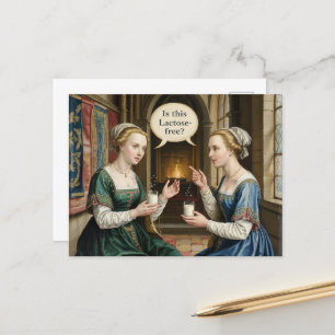 Carte Postale Des Femmes Drôle Demandent : Est-Ce Sans Lactose ?