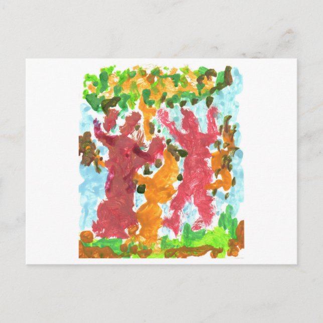 Carte postale des figurines de danse rouge (Devant)