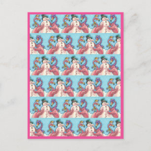 CARTE POSTALE DES FLAMANTS ROSES ROSES FABRIQUENT DE LA NEIGE, D