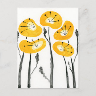 Carte Postale des fleurs d'aquarelle des papillons