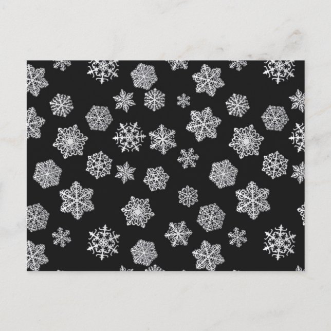 Carte Postale Des flocons d'argent sur un arrière - plan noir (Devant)
