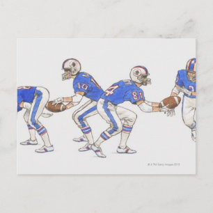 Carte Postale Des footballeurs américains en mouvement
