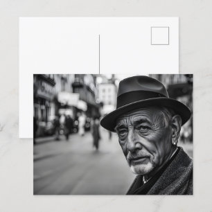 Carte Postale Des gens rétro dans la rue