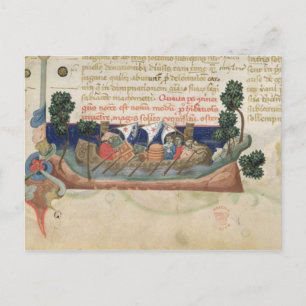 Carte Postale Des hommes en bateau qui prennent des provisions p