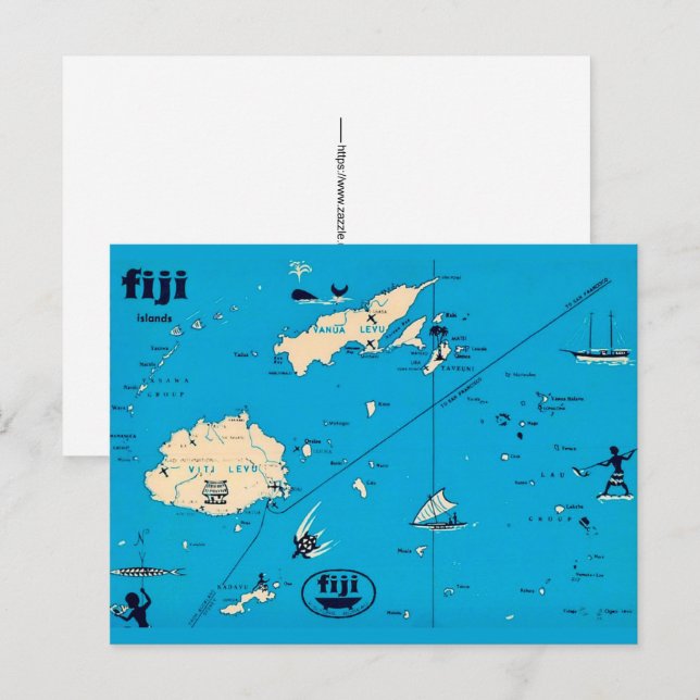 Carte postale des îles Fidji (Devant / Derrière)