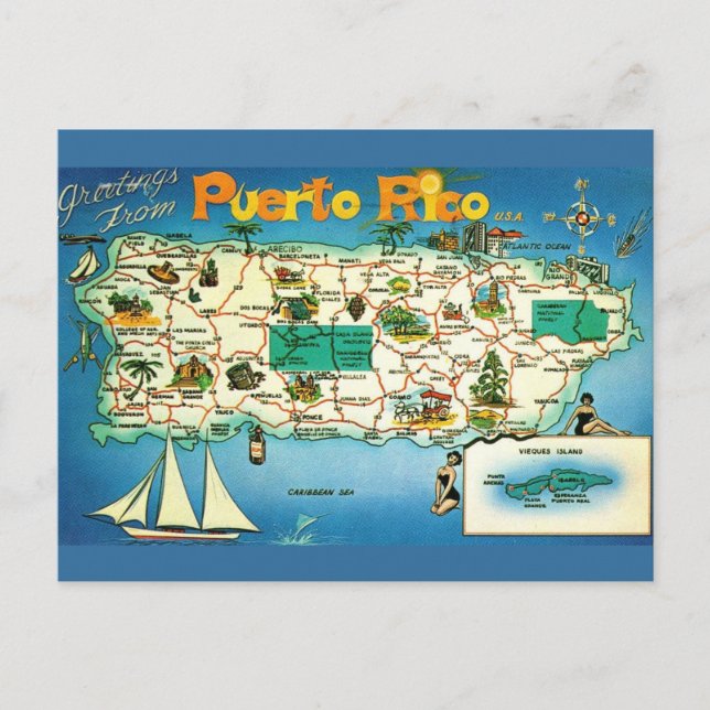 Carte postale des îles Vieques de Porto Rico (Devant)